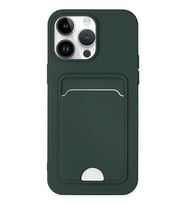 iPhone 14 Pro Kılıf Kelvin Kartvizitli Silikon - Koyu Yeşil