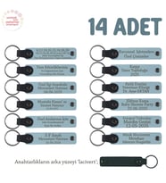 Gök Mavi, Anaokulu İçin Kişiselleştirilebilir İsim Yazılı Karne Hatırası Anahtarlık 14’lü Set (Gök Mavisi)