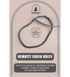 Hematit Doğal Taş Erkek Kolye