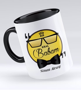 BK Gift Kişiye Özel Kral Babam Tasarımlı Siyah Kupa Bardak - Model 1