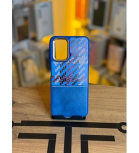 Redmi Note 10S Uyumlu Piksel Desenli ve Deri Detaylı Premium Stil Kılıf (Mavi)