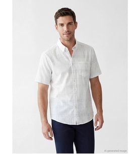 LCWAIKIKI Classic Beyaz Regular Fit Ekose Poplin Erkek Gömlek