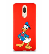 Huawei Mate 10 Lite Soft Premier Kapak Donald Duck-C Tasarımlı Silikon Kılıf - Kırmızı (Şeffaf)