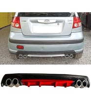 Hyundai Getz Kırmızı Difüzör Çiftli Yuvarlak Egzoz Görünümlü D Tip Difizör