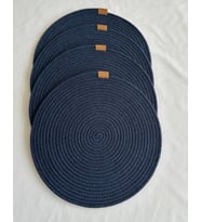Yuvarlak Amerikan Servis Sofra Altlığı, Masa Dekoru Supla  33cm 4lü (İndigo)