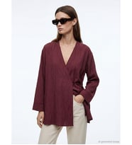 LCW Modest Bordo Kruvaze Yaka Dokulu Modal Karışımlı Kadın Kimono
