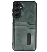 Pilelistore   Samsung Galaxy A26 Kılıf Sara Kartvizitli Deri Kılıf - Koyu Yeşil