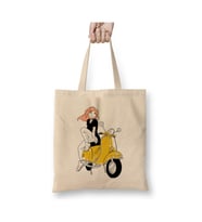 Vespa Ready to Ride Beyaz Bez Çanta Uzun Saplı Alışveriş Çantası Plaj Çantası