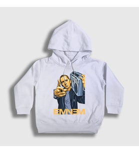 Presmono Unisex Çocuk Beyaz Radio Eminem Kapüşonlu Sweatshirt 155891tt (Beyaz)