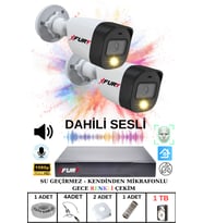 FURY 2 li Sesli Gece Renkli Görüş Güvenlik Kamerası Su Geçirmez Güvenlik Kamerası Seti 1TB