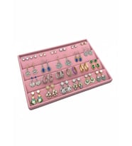 Cezayir Model Süet Kumaş Pembe Renk 34/24 Cm Enine Küpe Standı