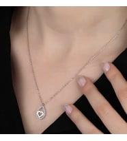 Swarovski Taşlı Gümüş Damla Kalp Bayan Kolye