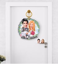 BK Gift Kişiye Özel Evleniyoruz Karikatürlü Ahşap Kapı Süsü-7