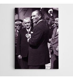 Atatürk Eşrafla Kanvas Tablo
