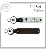Kız Sporcuya Cesaret Ve DövüşTemalı Hediyelik, Adınız Yazılabilen Deri Anahtarlık, Beyaz-Koyu Kahve