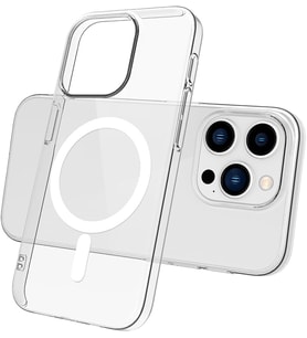 Apple için uyumlu iPhone 15 Pro Kılıf M-safe Şarj Özellikli Şeffaf Tek Kamera Çerçeveli Porto Kapak Renksiz