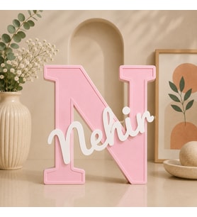 N Harfi Kişiye Özel İsimlik 3D Baskı Dekoratif Bebek ve Çocuk Odası İsim Yazısı Masa Üstü Dekor