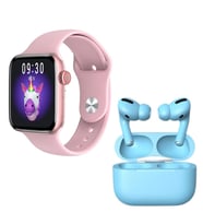HW22 Plus Pembe Akıllı Saat İnpods Pro Mavi Kablosuz Bluetooth Kulaklık
