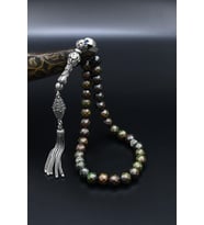 His Taşlı 33'lük Tesbih 925 Ayar Gümüş Püsküllü 8mm Küre Kesim 902463