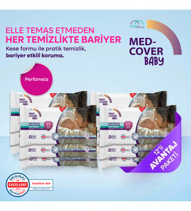 Med-Cover Baby Pişik Önleyici Bakım Mendili – Kese Formu 8'li x 12 Avantaj Paketi