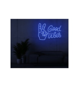 Good Vibes Yazılı ve Şekilli Neon Tabela