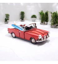 El Yapamı Nostaljik Dekoratif  Chevrolet Kırmızı Metal Araba Sörflü C1634