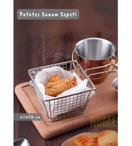 Kare Patates Sunum Sepeti Paslanmaz Çelik Patateslik Kızartmalık   6X8X6 cm