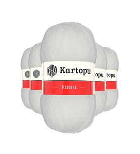5 Adet Kristal Çift Katlı El Örgü Lif İpi Beyaz K010