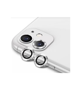 Iphone 11 Kamera Uyumlu Koruyucu Lens Mercek Metal Çerçeveli 2li Set Gümüş Gri Silver