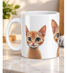 Üç Yavru Kedi Portresi Desenli Kedi Severlere Hediye Porselen Kupa Bardak