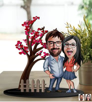 BK Gift Kişiye Özel Sevgililer Karikatürlü 3D Ahşap Biblo, Sevgili Biblo, Ahşap Biblo, Sevgiliye Hediye, Sevgililer Günü Hediyesi