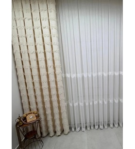 NİVEMESHOME ARVEN EKRU 1/3 PİLELİ FON PERDE APM