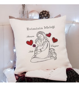 Evimizin Meleği Tasarımlı Yastık Kişiye Özel