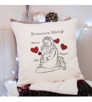 Evimizin Meleği Tasarımlı Yastık Kişiye Özel