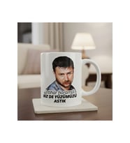 Azer Bülbül Azer Baba İntihar Haramdı Tasarımlı Porselen Kupa Bardak (Beyaz)