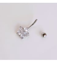 Silver Renk Çiçek Modelli Çelik Göbek Piercingi (Çok Renkli)