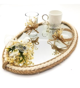 Lora Davet Damat kahve fincanı tepsisi (1 Adet) Beyaz - 53177