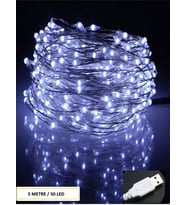 HİDZ Tel Led Işık 5 Metre Usb Girişli (Beyaz)