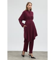 Modal Cupra Tunik Pantolon Takım - Bordo