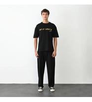 Erkek Baskılı T-Shirt Kısa Kol Bisiklet Yaka Regular Fit Rahat Kalıp Günlük Tişört - Siyah