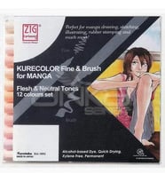 Zig Kurecolor Fine & Brush for Manga 12li Set Neutral Tones