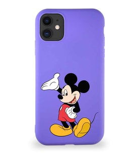 Apple iPhone 11 Soft Premier Kapak Mickey Mouse-C Tasarımlı Silikon Kılıf - Mor (Şeffaf)