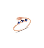 Gümüş rose safir taşlı ayarlamalı yaprak modeli yüzük SGTL11582LACIVERT