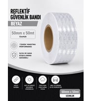 Bal Petekli Reflektif Bant Beyaz 50mm x 50m Kendinden Yapışkanlı Reflektör Şerit Uyarı Bandı
