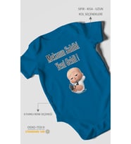 Mekanın Sahibi Yeni Geldi Baskılı Bebek Zıbını – Çıtçıtlı Body 8 Renk  %100 Pamuk Kısa Kol (Koyu Mavi)