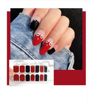 Lexroo Tırnak Oje Sticker Nail Art Set, Kırmızı-Siyah Desenli