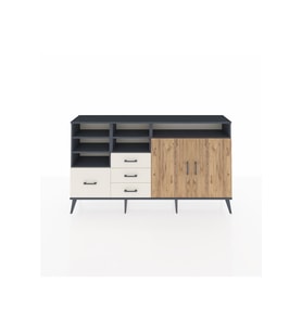Arges Konsol 7 Raflı 4 Çekmeceli 2 Kapaklı 176x30x99 Antrasit-Çam/Aytaşı