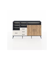 Arges Konsol 7 Raflı 4 Çekmeceli 2 Kapaklı 176x30x99 Antrasit-Çam/Aytaşı
