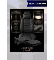 leon 2003 Koltuk ve Kılıf uyumlu Lüks Minder Siyah Yastık 2 Minder 2 Yastık