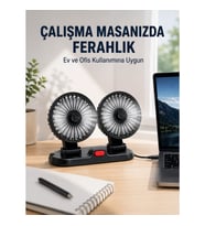 Mey İthalat® Araç ve Ev Kullanımına Uygun Çift Başlıklı Masaüstü Vantilatör